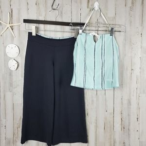 Adidas Halter Tank Top and Pant Workout Set Blue Black Size Small